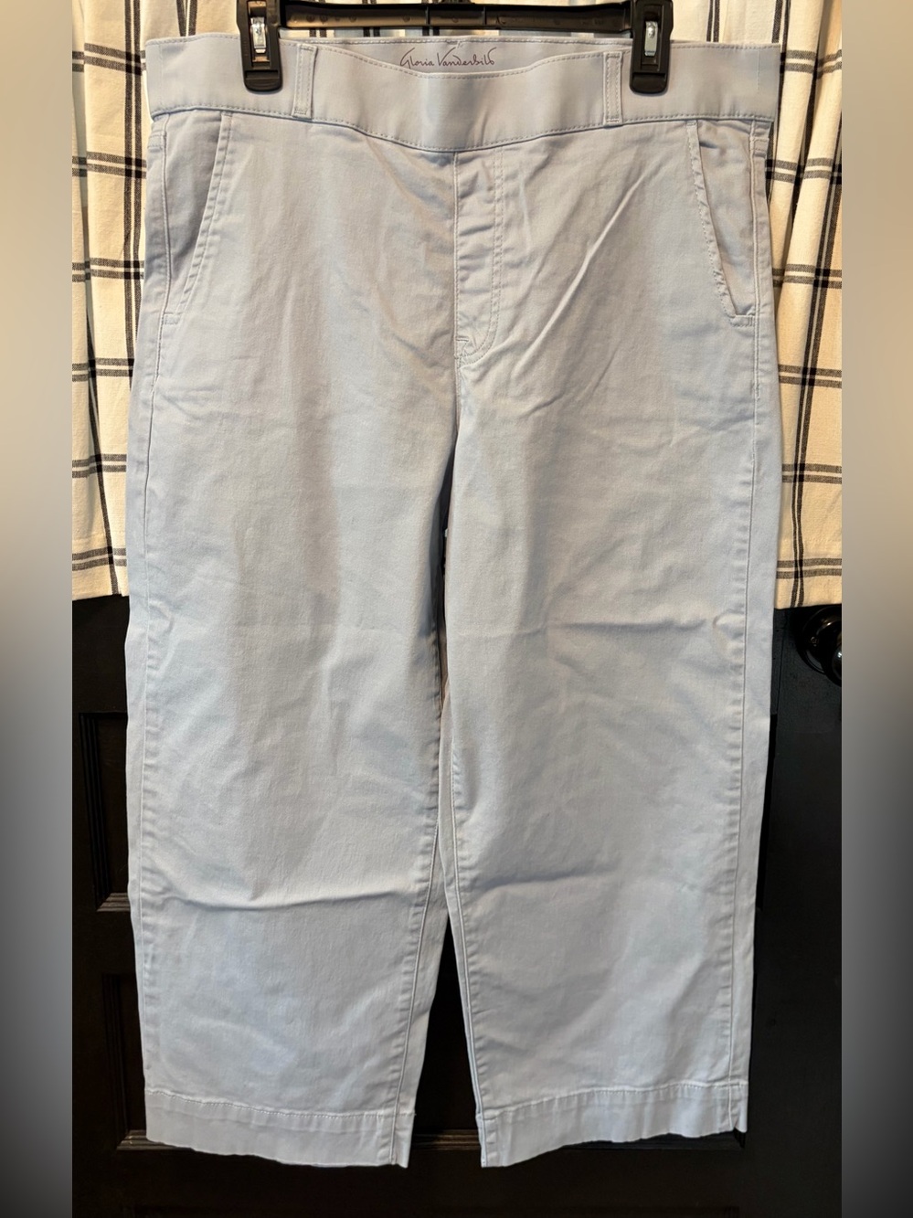 Gloria Vanderbilt Light Blue Shape Effect High Rise Ankle Pull On Chino Pants 14